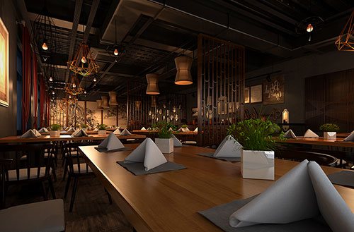 长沙简约大气中式风格餐厅设计装修效果图